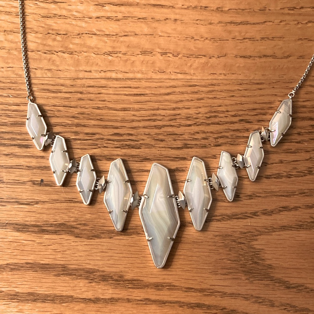 Kendra Scott Adjustable Multi Stone Silver Neckla… - image 1